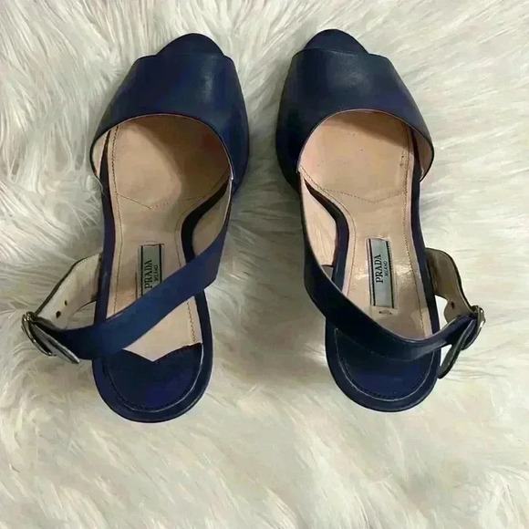 PRADA D.ORSAY PUMPS SANDAL COLOR BLUETTE - Picture 3 of 12
